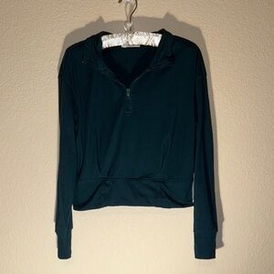 BearPaw Women's Dark Green Half-Zip Hoodie